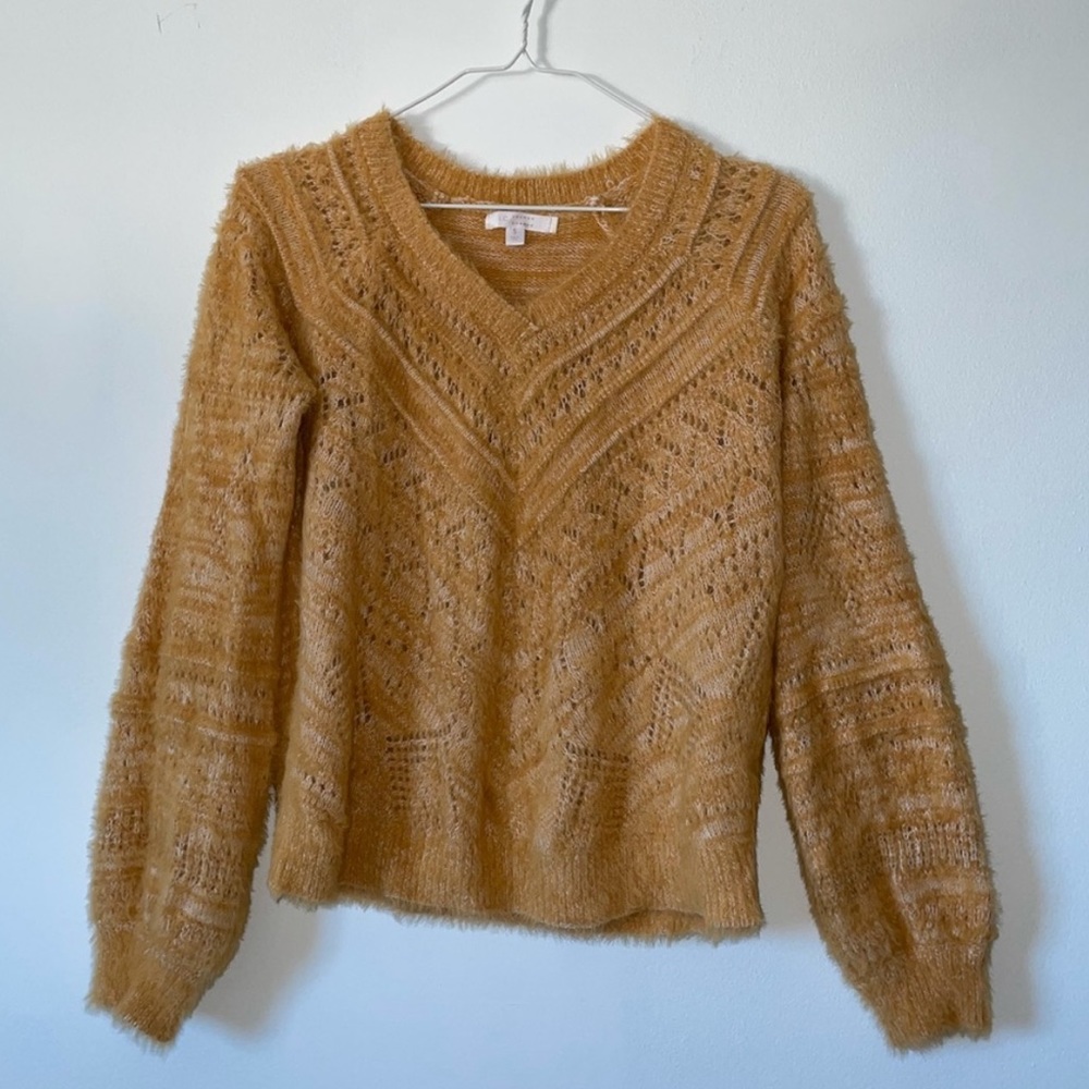 LC Lauren Conrad Pointelle V-neck Sweater Sz S